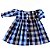 Vestido de Bebê Xadrez Azul Luxo Manga Longa 100% Algodão 2 Meses a 4 Anos Valentina - Imagem 3