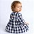 Vestido de Bebê Xadrez Azul Luxo Manga Longa 100% Algodão 2 Meses a 4 Anos Valentina - Imagem 2