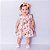 Vestido de Bebê Infantil Toque Macio estiloso Floral Laranja 100% Algodão 2 Meses até 6 Anos Juliana - Imagem 3