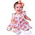 Vestido de Bebê Infantil Toque Macio estiloso Floral Laranja 100% Algodão 2 Meses até 6 Anos Juliana - Imagem 1