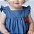 Vestido Bebê Infantil Premium com Estampa Jeans 100% Algodão e aplique de Cereja 2 Meses a 6 Anos - Imagem 3