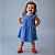 Vestido Bebê Infantil Premium com Estampa Jeans 100% Algodão e aplique de Cereja 2 Meses a 6 Anos - Imagem 4
