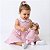 Kit Vestido com Boneca de pano Infantil Xadrez Rosa Conforto Luxo 100% Algodão 2 Meses até 4 Anos Clara - Imagem 2