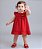 Vestido Bebê Vermelho Luxo Aplique Cereja Manga Curta 100% Algodão Mundo Nina - Imagem 2