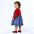 Vestido Bebê e Infantil Azul Jeans Aplique Cereja com Bolero Plush Vermelho 2 Meses a 6 Anos - Imagem 2