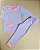 Pijama Blusa e Calça ML - Laço Rosa com Celeste - Imagem 1