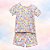 Pijama Blusa e Shorts MC - Violetas Coloridas - Imagem 1