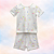 Pijama Blusa e Shorts MC - Flor e Pontos Coloridos - Imagem 1
