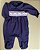 Macacão Smock Florzinha Vermelha - Azul Marinho Liso - Imagem 1