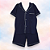 Pijama Botões Blusa e Shorts MC - Azul Marinho Liso - Imagem 1