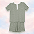 Pijama Blusa e Shorts Pechera MC - Listrado Verde - Imagem 1