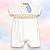 Macaquinho Smock Bordado Marrom - Branco Liso - Imagem 1