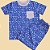 Pijama Blusa e Shorts MC - Esportes Fundo Azul com Bolso - Imagem 1