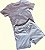 Pijama Blusa e Shorts MC - Celeste Liso - Imagem 1