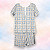 Pijama Blusa e Shorts MC - Xadrez Azul e Bege - Imagem 1