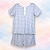 Pijama Blusa e Shorts MC - Xadrez Azul Largo - Imagem 1