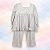 Pijama Blusa e Calça ML Gola Quadrada - Corações Claros com Poá - Imagem 1