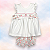 Vestido Laço Smock Três Margaridas Rosadas - Branco Liso - Imagem 1