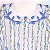 Vestido Entretela Margarida Branca Folha Azul - Listrado Florido Vertical e Laço Azul - Imagem 2