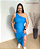 Vestido Anarruga Azul Manga Nula Longa Plus Size - Imagem 1