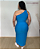 Vestido Anarruga Azul Manga Nula Longa Plus Size - Imagem 2