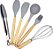 Kit Utensilios 7 peças Silicone Cabo Bambu cinza - Imagem 4