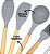 Kit Utensilios 7 peças Silicone Cabo Bambu cinza - Imagem 3