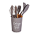 Kit Utensilios 7 peças Silicone Cabo Bambu cinza - Imagem 1