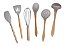 Kit Utensilios 7 peças Silicone Cabo Bambu cinza - Imagem 8