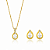 Conjunto Gota Dourado Com Pedra Banhado A Ouro 18K - Imagem 1