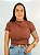 Blusa Poliamida Drapeada Marrom - Imagem 1