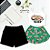 Kit Pijama Baby Doll Cropped Casal Mozão Estampa Bicho Preguiça Shorts Samba Canção Preto - Imagem 1