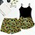 Kit Pijama Baby Doll Preto Casal Pizza Fast Food Samba Canção Masculino - Imagem 1