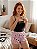 Pijama Feminino Baby Doll Alcinha Preto Vaquinha Rosa - Imagem 1