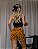 Pijama Feminino Cropped Alcinha Preto Pintinha Laranja - Imagem 2