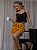 Pijama Feminino Cropped Alcinha Preto Pintinha Laranja - Imagem 3