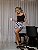 Pijama Feminino Cropped Alcinha Preto Coração Preto - Imagem 2