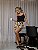 Pijama Feminino Cropped Alcinha Preto Girassol - Imagem 2