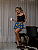 Pijama Feminino Cropped Alcinha Preto Banana - Imagem 2