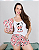 Pijama Feminino Baby Doll Kit Com Chinelo De Dedo Vaquinha Rosa - Imagem 1