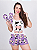 Pijama Feminino Baby Doll Kit Com Chinelo De Dedo Vaquinha Lilás - Imagem 1