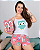 Pijama Feminino Baby Doll Kit Com Chinelo De Dedo Corujinha Rosa - Imagem 1