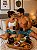 Pijama Baby Doll Branco Casal Banana + Bermuda Masculina - Imagem 1