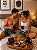Pijama Baby Doll Branco Casal Banana + Bermuda Masculina - Imagem 2