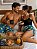Pijama Baby Doll Preto Casal Banana + Bermuda Masculina - Imagem 2