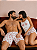 Pijama Baby Doll Branco Casal Porquinho + Bermuda Masculina - Imagem 1