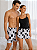Pijama Baby Doll Preto Casal Gatinho Preto + Bermuda Masculina - Imagem 3