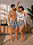Pijama Cropped Branco Good Night Casal Lua + Bermuda Masculina - Imagem 3