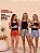 Kit 3 Conjuntos Baby Doll Preto Feminino + Shorts Estampas Sortidas Aleatórias - Imagem 1