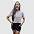 Camiseta De Malha Manga Curta Listrada Feminina De Gola Redonda - Imagem 3